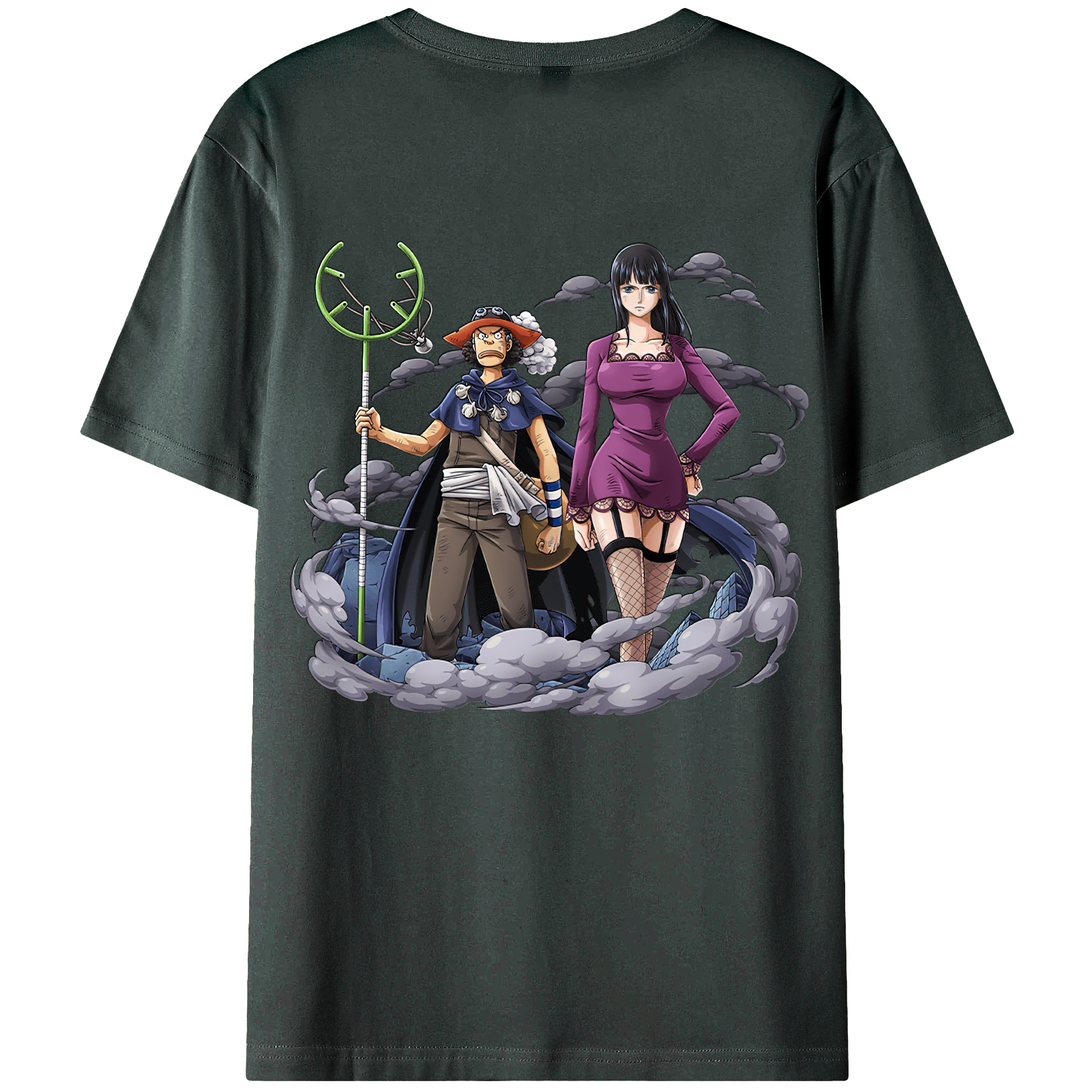 ワンピース ニコ・ロビン ONE PIECE Nico Robin 綿100％ メンズ半袖Tシャツ（バックプリント） 通気性
